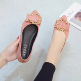 DLSYXD-Women's shoes, fine toe, wear-resistant, comfortable, non-slip, simple metal decorative, fashion casual, spring and autumn 