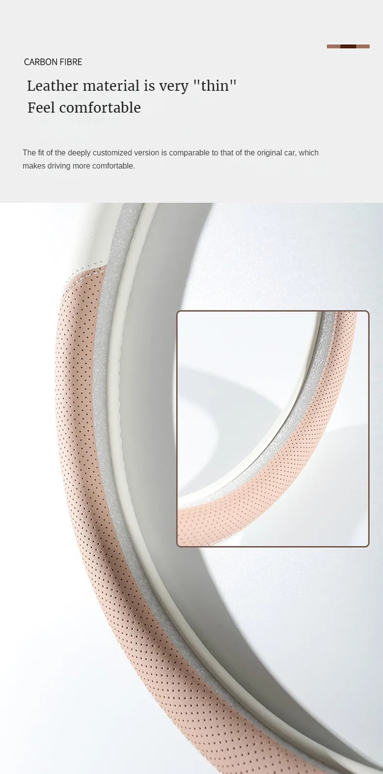 Perforated Nappa Leather Car Steering Wheel Cover Warm in Winter and Cool in Summer, Universal 15 Inch,  Anti-Slip, Odorless