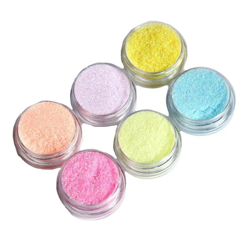 6colors NailMAD Pastel Nail Glitter Set Nail Art Glitter Powder Dust Ultra-fine Glitters Mix