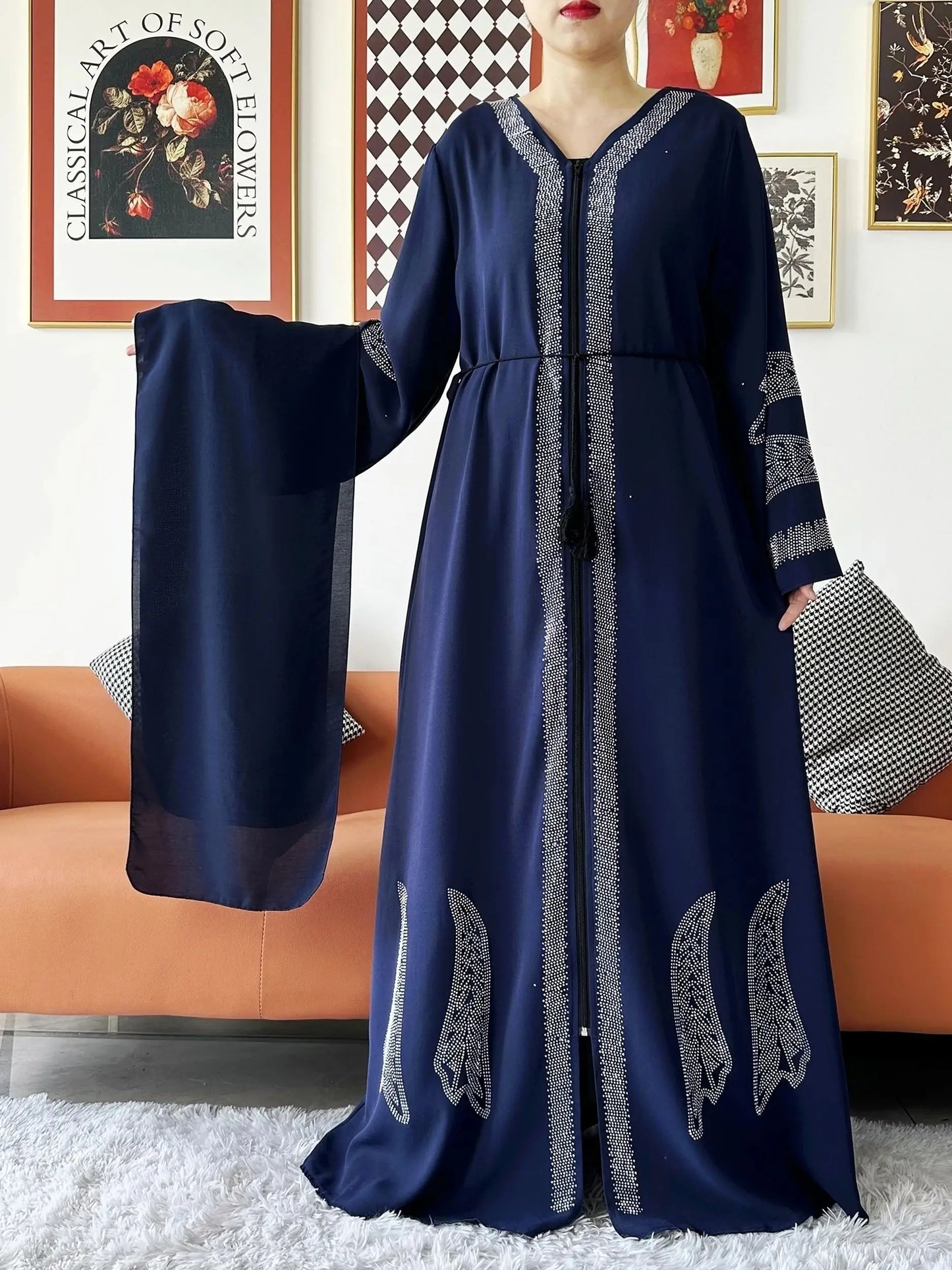 Vestido elegante de gasa para mujer, abaya abierta con cremallera, ropa musulmana, cárdigan islámico, abaya, nuevo