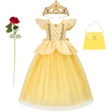Children's Halloween Role Play Fairy Princess Belle Dress Xmas Carnival Masquerade Performance Birthday Party Fancy Girl Clothes