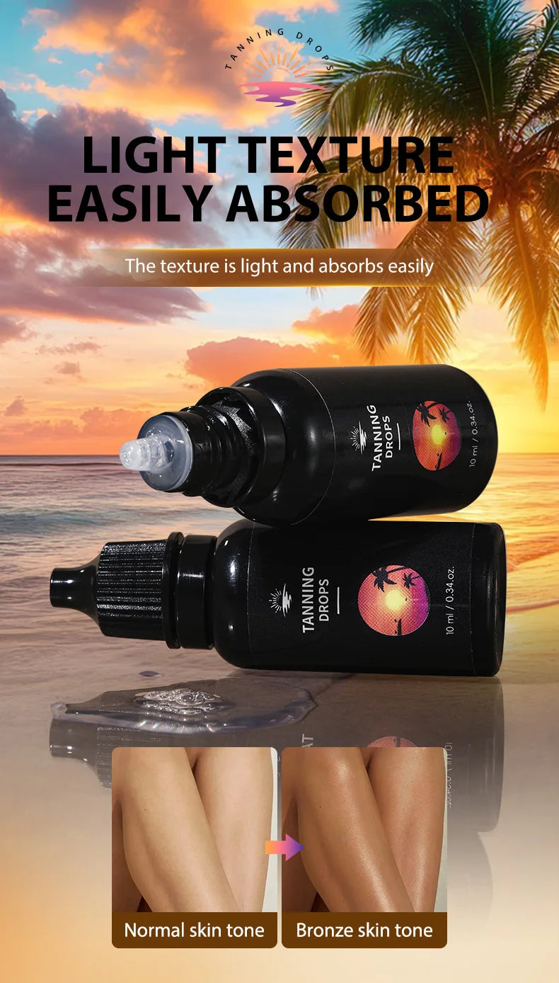 10ml Tanning Oil for Outdoor Beach Sunbathing, Body Tanning Essential Oil Drops, Natural Brown Tone, Formaldehyde-Free