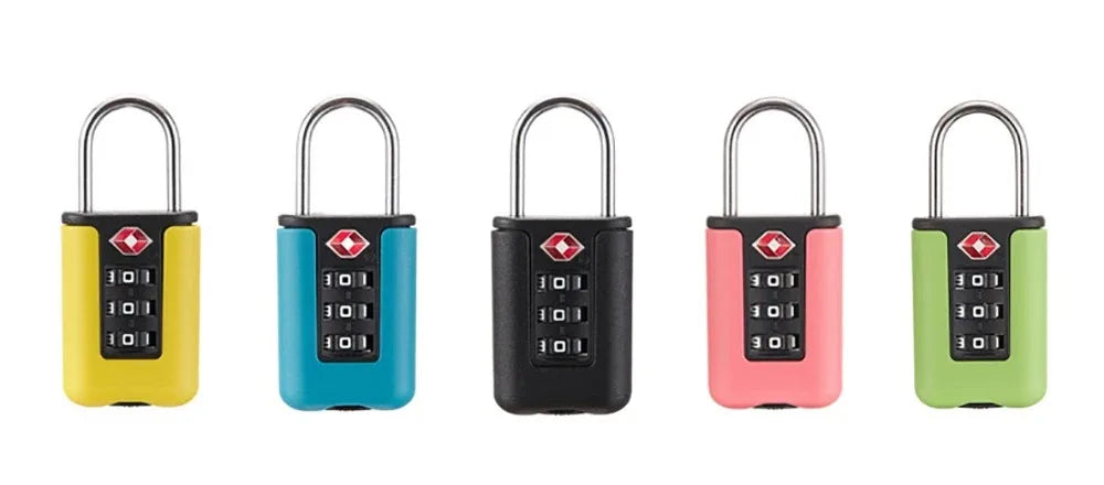 TSA Customs Code Lock for Travel Luggage Password Changeable Black Lock Contrast Design Padlock 3 Digit Combination Lock