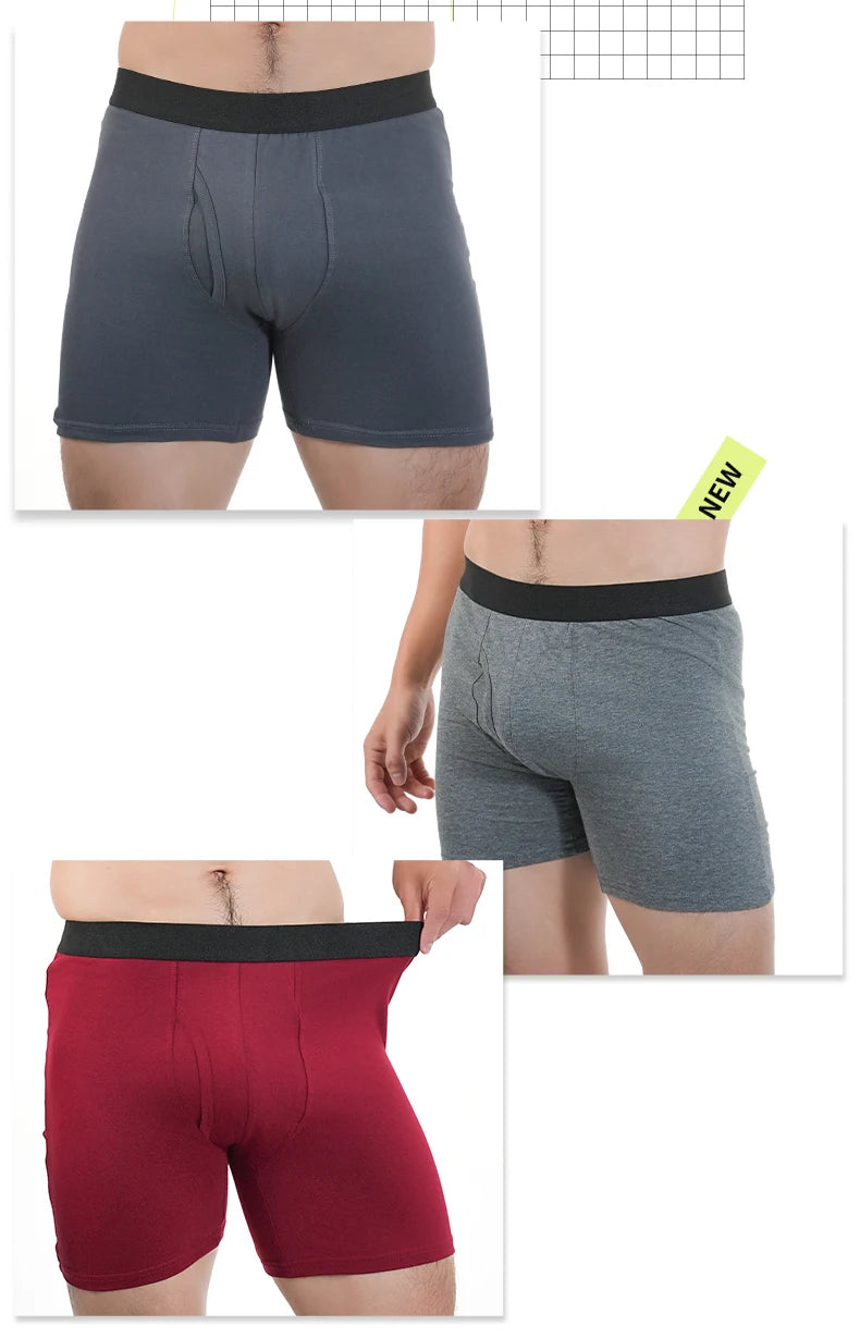 Men Mid-Long Boxer Shorts Sport Underwear Cotton Underpants Sexy Breathable Large Boxershorts Men's Gifts