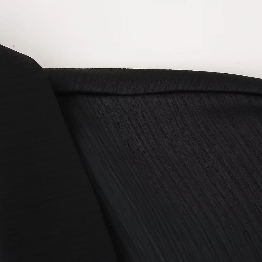 Conjunto de chaqueta y pantalón de traje cruzado con efecto arrugado para mujer, primavera y verano 2024, estilo europeo y americano