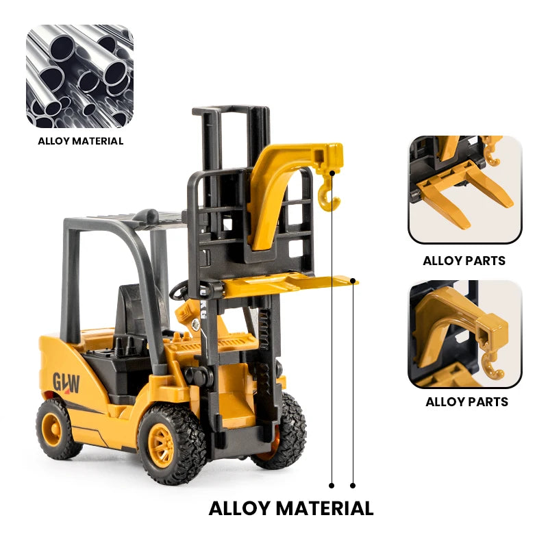 2 in 1 Toys for Boys Alloy Tractor Kids Excavator Bulldozer Miniature Truck Model Diecast Engineering Vehicle Children Gifts