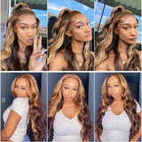 Highlight Body Wave Wig Human Hair Lace Front Wigs 4/27 Honey Blonde Body Wavy Lace Human Hair Wig For Women Brazilian Remy Wig