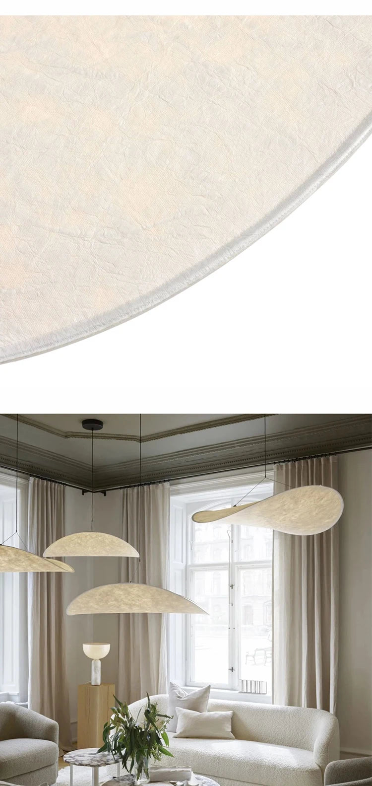 Wabi Sabi Silk Pendant Lamp Modern LED Ceiling Chandelier Light for Living Room Dining Bedroom Indoor Home Decor Light Fixtures