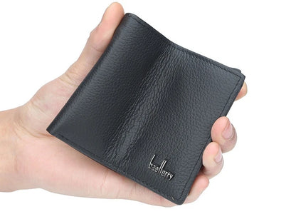 Baellerry Men Genuine Cow Leather Wallet Card Holder Male Purse Short with Coin Pocket Leather Wallets for Men