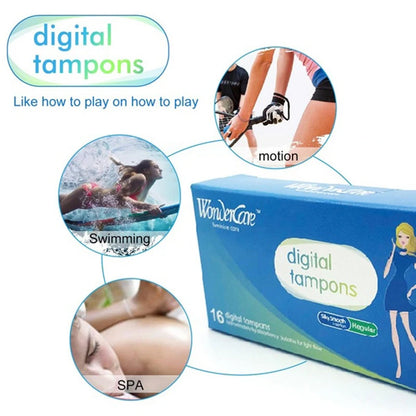 16 tampones menstruales de algodón regular de alta absorción, cómodos y protegen la menstruación. Cuidado femenino.