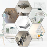 5-20pcs Hexagon Mirror Wall Tiles, Self-Adhesive Peel & Stick Decor for Living Room TV Background, Bedroom, Bathroom