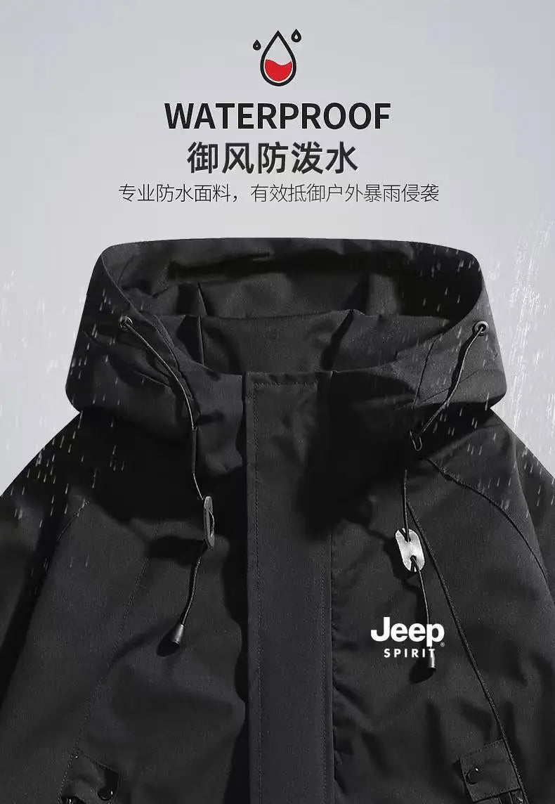 JEEP windbreaker jacket for both men and women, new Spring/Autumn 2026 style windproof hooded sport outdoor loose top