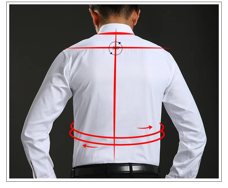Camisa clásica de vestir para hombre con puños franceses, corte estándar, manga larga, para bodas, fiestas, oficina, trabajo, color blanco