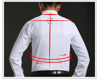 Camisa clásica de vestir para hombre con puños franceses, corte estándar, manga larga, para bodas, fiestas, oficina, trabajo, color blanco