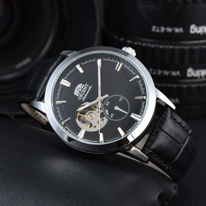 Orient Double Lion Watch Japanese Fully Automatic Mechanical Watch Hollowed Out Business Men's Watch Leather Strap