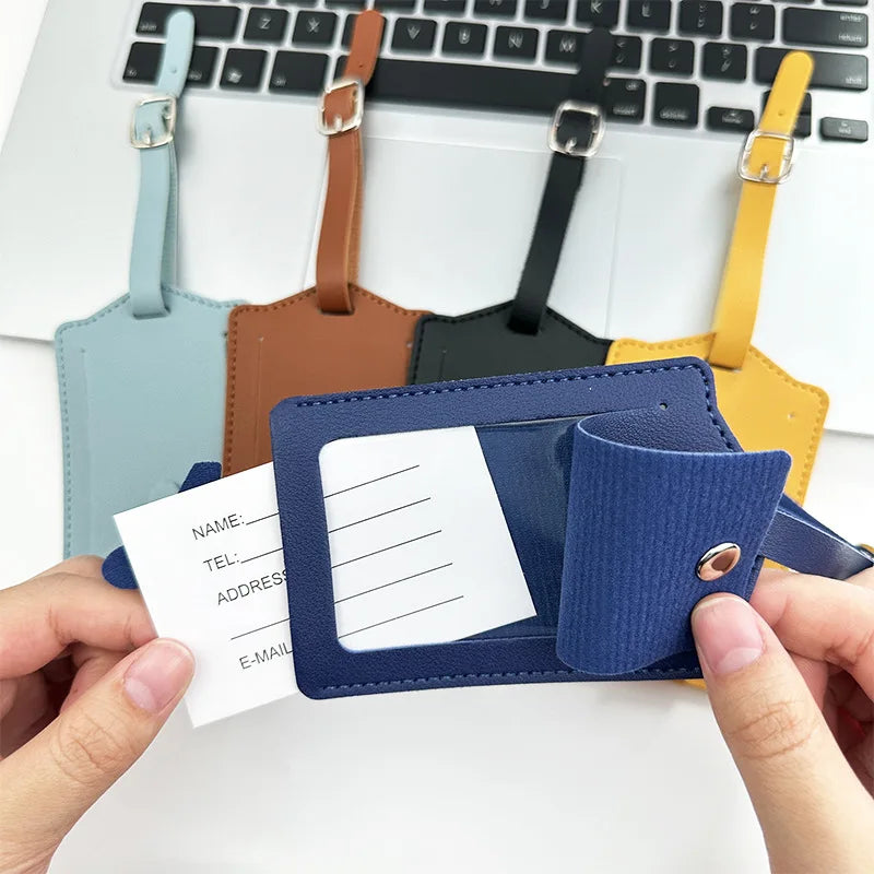 New Airplane Buckle Anti Lost Luggage Tags Thickened Flip Cover Luggage Tag Boarding Pass Suitcase Label Name ID Address Lable