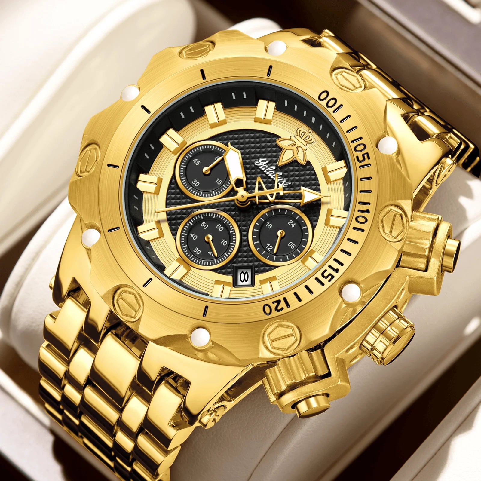 YaLaLuSi Men's Quartz Watch Dominant Design Multi Functional Practical Style Elegant Timepiece for Gentlemen