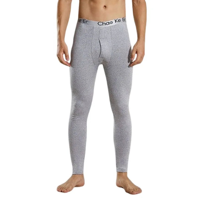 Thermal Underwear Men Thin Fleece Leggings Elastic Underpants Solid Color Render Pants Slim Men Clothing Soft