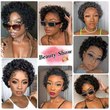 Pixie Cut Wig Short Curly Human Hair Wigs Brazilian Wig Cheap Remy Hair 13X1 Transparent Lace Wigs For Women Sale