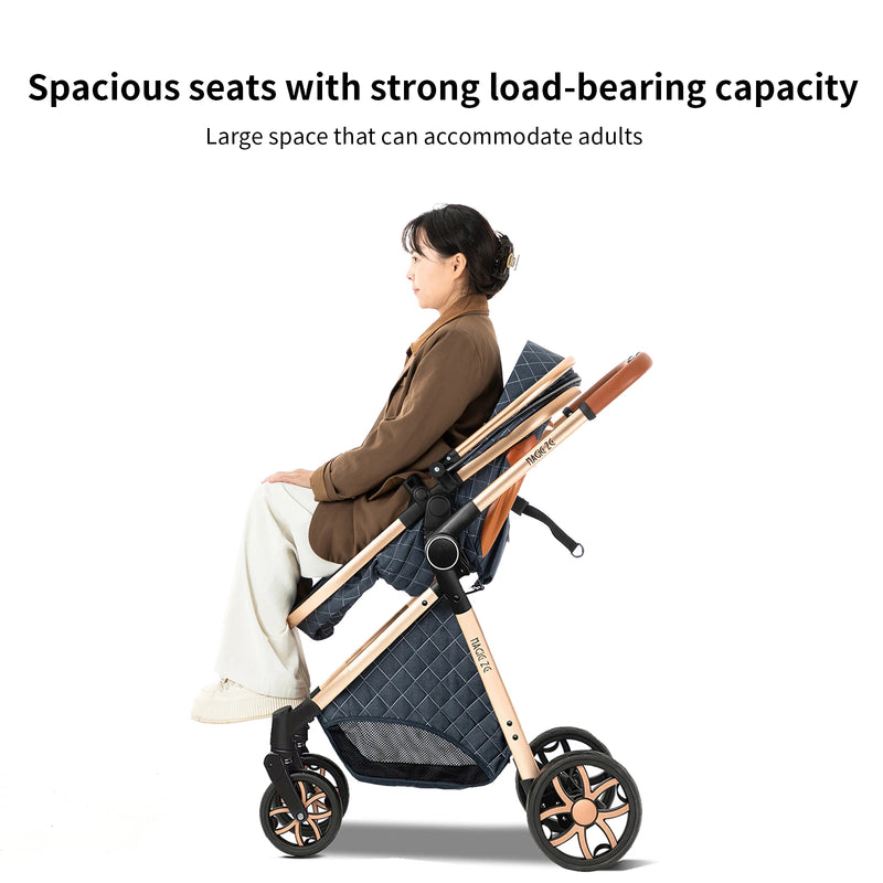 Baby Stroller 3‑in‑1 Travel System Pushchair Lightweight Pram from Birth All‑Terrain Baby Buggy Compact Fold Stroller Summer