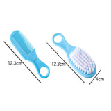 Juego de 2 cepillos y peines para bebé, portátiles, para recién nacidos y niños pequeños, cepillo de pelo suave, masajeador de cabeza, suministros para el cuidado del cabello de bebés y niños.