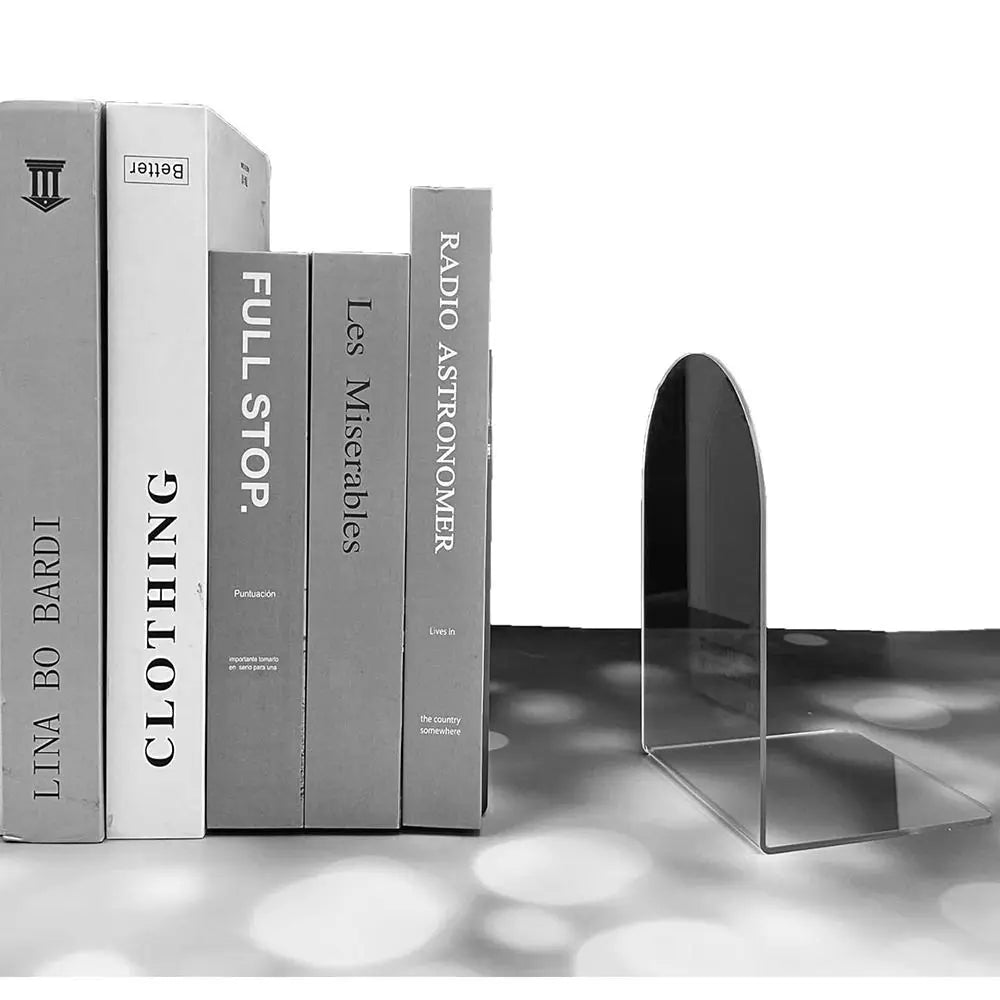 1Pcs Clear Acrylic Bookends Non-Skid Book End for School Library and Desktop Organizer, Acrylic Book Ends for Book Shelves