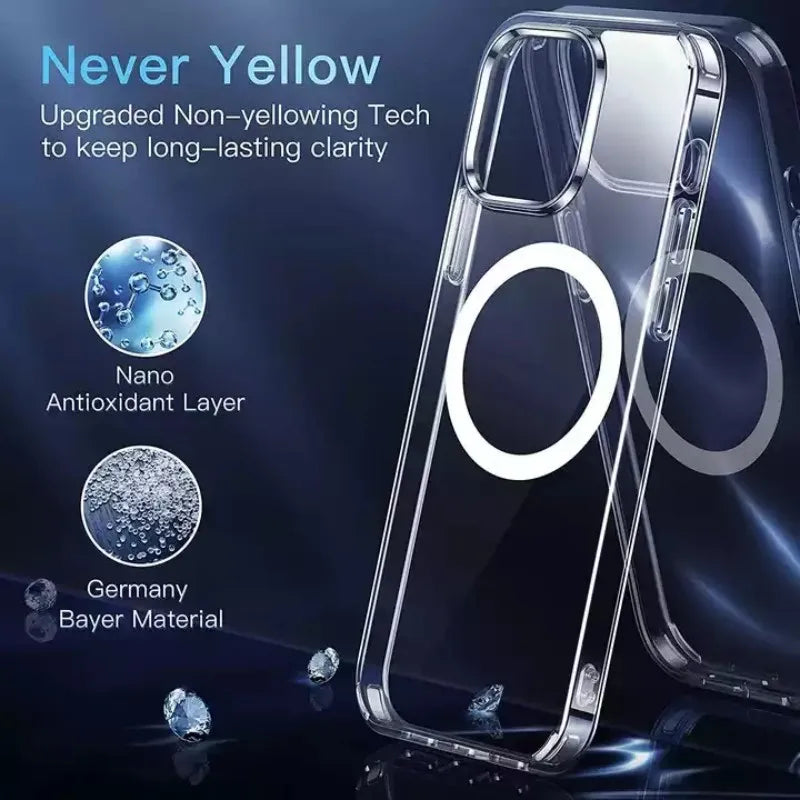 Luxury Wireless Magnetic Cover For Apple Magsafe Case Iphone 11 12 13 15 14 Pro Max Mini 7 8 Plus Xr XsMax X Clear Acrylic Cases
