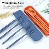 4Pcs Wheat Straw Dinnerware Set Portable Tableware Knife Fork Spoon Eco-Friendly Travel Cutlery Set Utensil Box Chopsticks Set