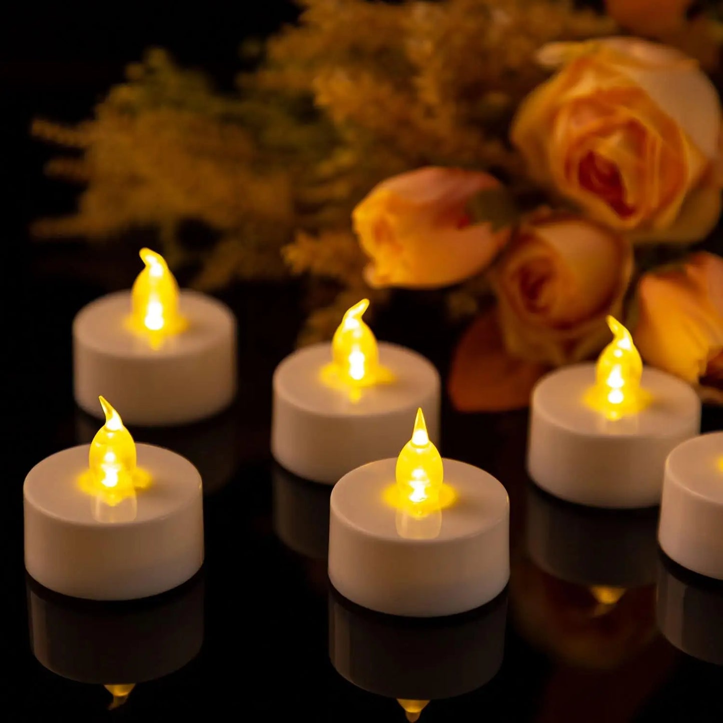 Velas LED 48/24/12 Pacote Velas a pilhas Baterias Luzes Velas para criar ambiente quente naturalmente cintilação brilhante