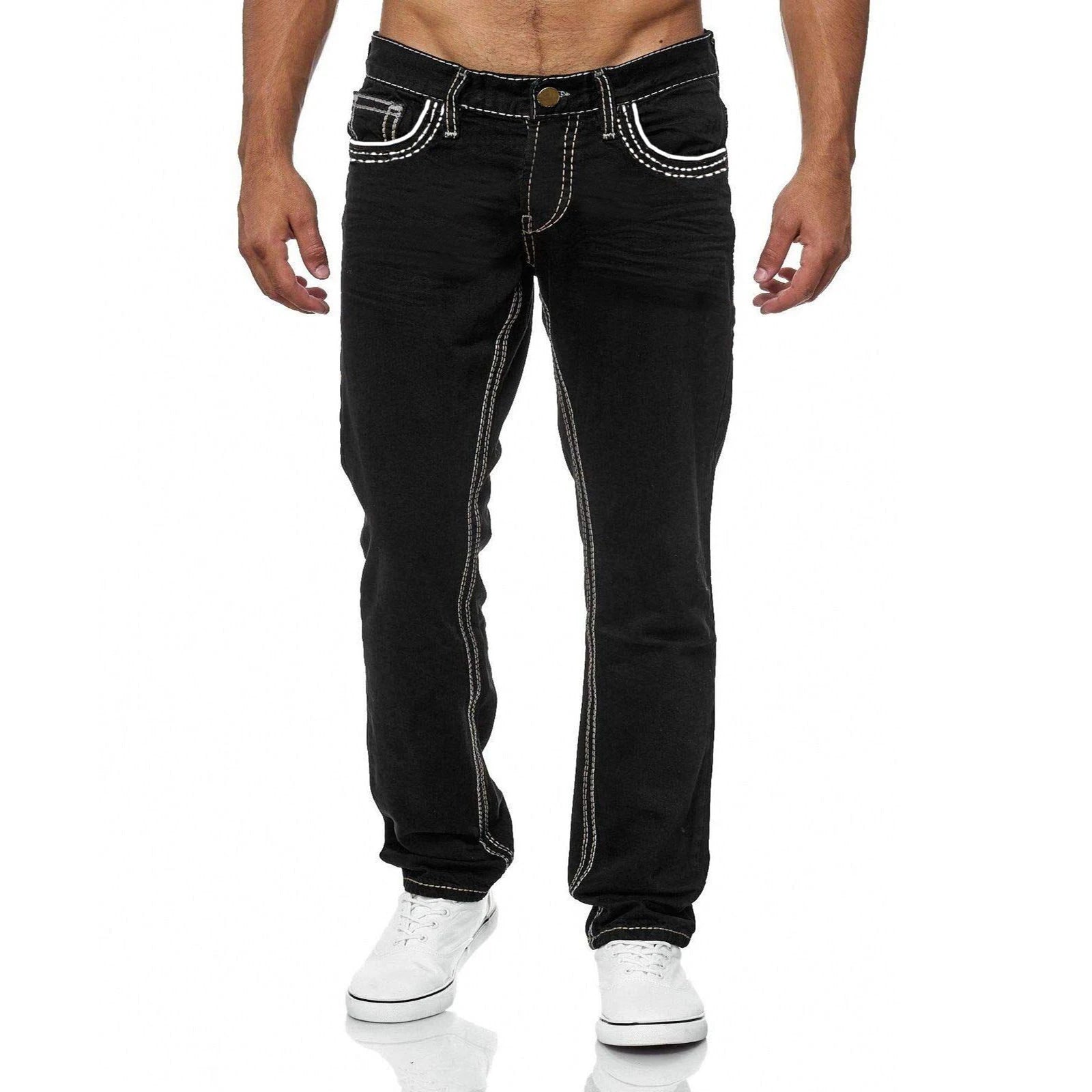 Straight Jeans Men Washed No Hole Jeans Spring Summer Boyfriend Jeans Streetwear Loose Casual Designer Long Denim Pants Trousers
