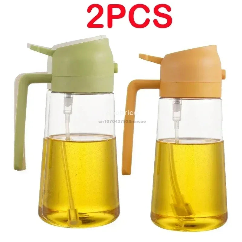 2 in1 Oil Spray Bottle Plastic Kitchen Barbecue Cooking Olive Oil Dispenser Oil Jar Baking Vinegar Soy Sauce Spray Container