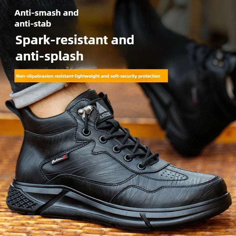 waterproof safety sneaker for men winter anti-slip boots man construction indestructible black work boots steel nose work shoes