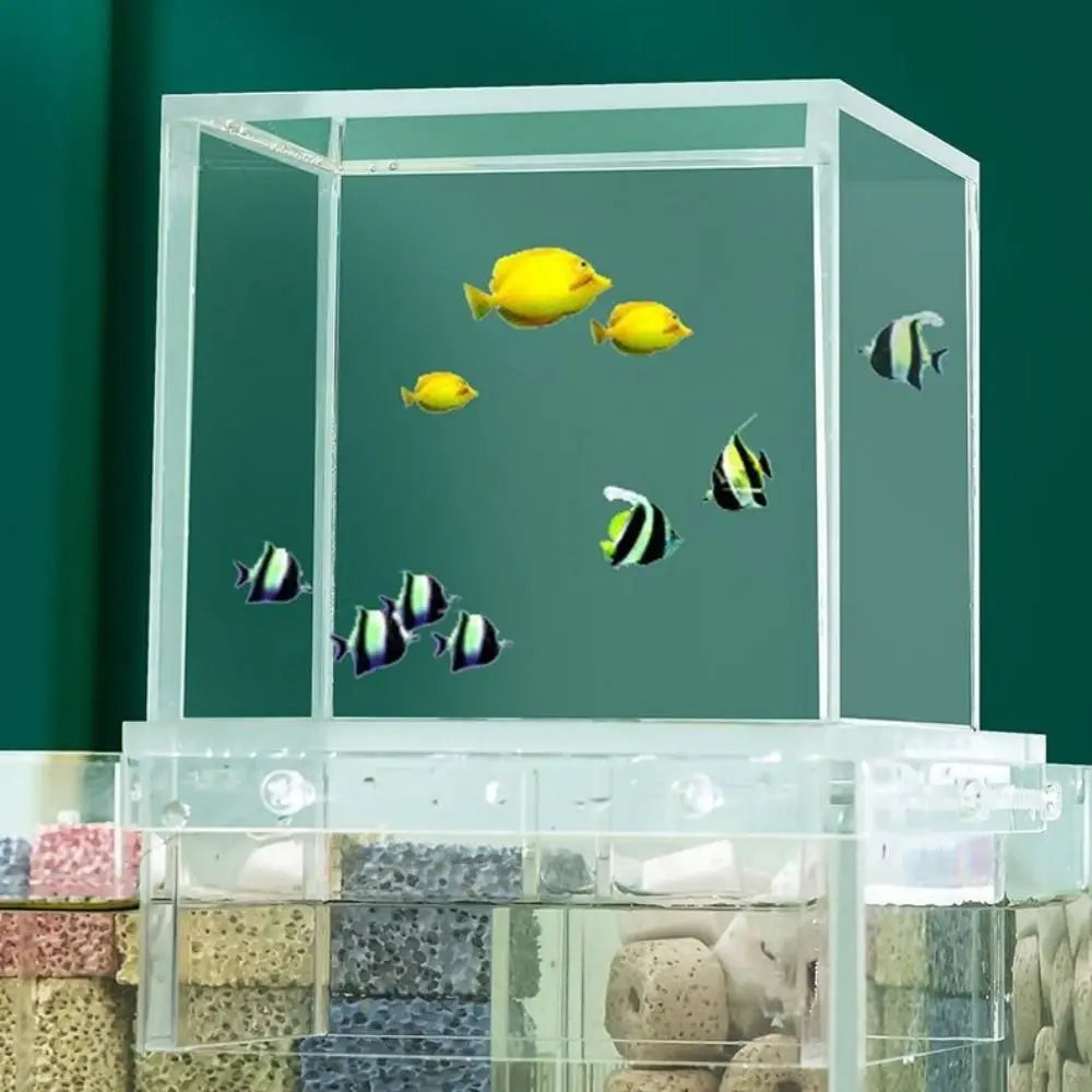 Landscaping Negative Pressure Fish Tank Easy to Install Eye-catching Acrylic Suspended Fish Tank Unique