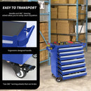 2025 New Blue 7-Layer Metal Toolbox with Key Locking System & Wheels - Durable, Multi-Functional Storage Cart