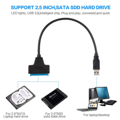 Cable adaptador SATA a USB 3.0 de 22 pines, compatible con discos duros externos HDD/SSD de 2,5 pulgadas, hasta 6 Gbps.