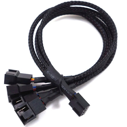 4-pin 1 to 3 Way PWM Fan Splitter Cable, Cooled 1 to 3 Way Tap Sleeve Extension Braided Cable Extension Cable 4-pin