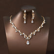 Bridal Wedding Jewelry 4-piece Set, Alloy Crystal Crown&Crystal Necklace&Earrings Women's Classic Wedding Tiaras