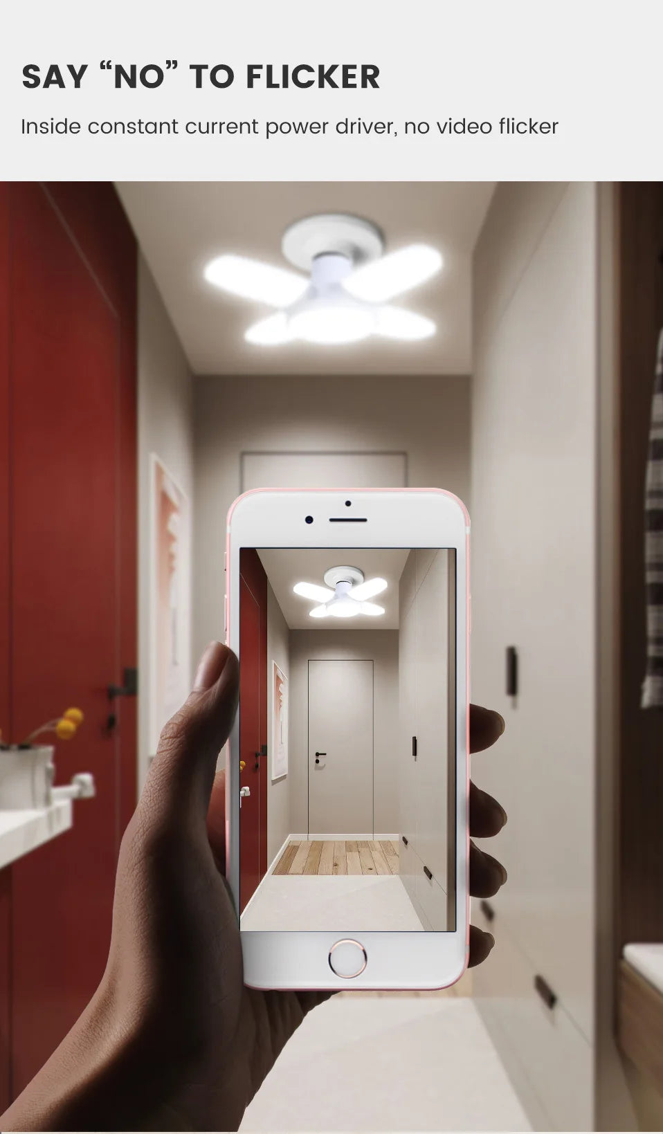Bombilla LED plegable E27 de 28 W, CA 220 V/110 V, 40 bombillas deformables para iluminación de techo del hogar, almacén y garaje, luz blanca de 6500 K.