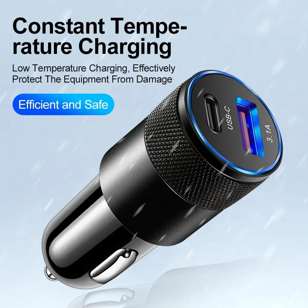 Olaf USB Type-C Car Phone Adapter Fast Charging, Quick Charge 3.0, 68W, PD, iPhone 13, 12, Xiaomi, Huawei, Samsung S21