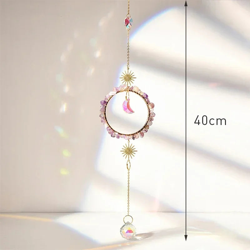 Colgante de cristal para jardín, atrapasol, campanillas de viento, prisma arcoíris, cadena de cristal para ventana, campana colgante, árbol de Navidad, decoración del hogar