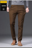 97% Cotton Men's Casual Pants Autumn Fashion Comfortable Elastic Slim Straight Business Trousers Black ArmyGreen Khaki