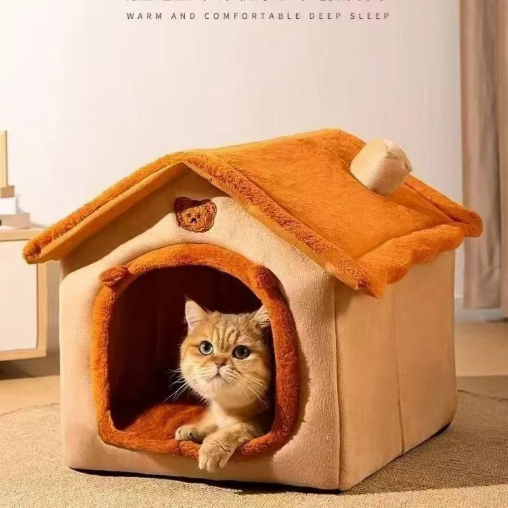 All Season Dog House Style Bed - Removable Washable Pet Bed for Small Dogs Teddy Winter Warm Cat Dog House