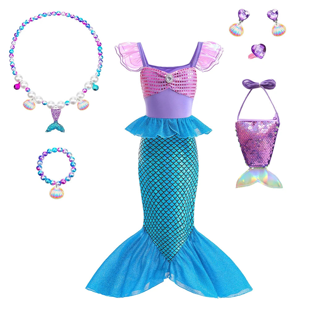 Children's Mermaid Cosplay Costume Girls' Role Play Costume Carnival Halloween Birthday Party Costume Summer Princess Dress
