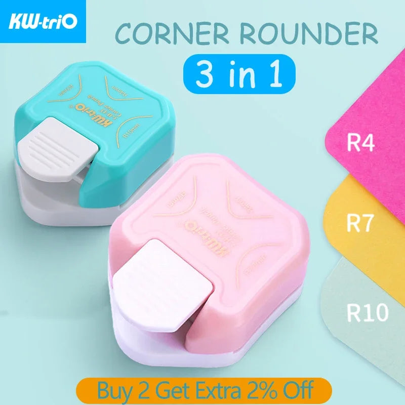 3-in-1 Corner Rounder Border Punches for Scrapbooking Diy Mini Corner Cutter R4/R7/R10mm Circle Trimmer Punch Office Supplies