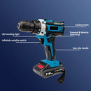 21V Cordless Electric Impact Drill Screwdriver 1600rpm High Speed Drills Rechargeable 32 Torque Household Drill Power DIY Tools
