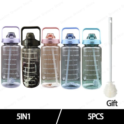 2025 Spring/Summer 2L Large Capacity Outdoor Plastic Bouncing Straw Sports Water Bottle Leak-proof Portable Refill Cups