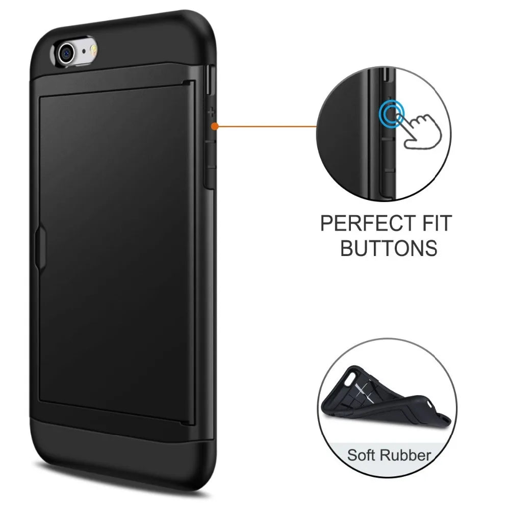 Funda para iPhone SE 2022 2020 con puerta corredera, bolsillo oculto, ranuras para tarjetas, antiarañazos, para iPhone SE3 SE2 SE