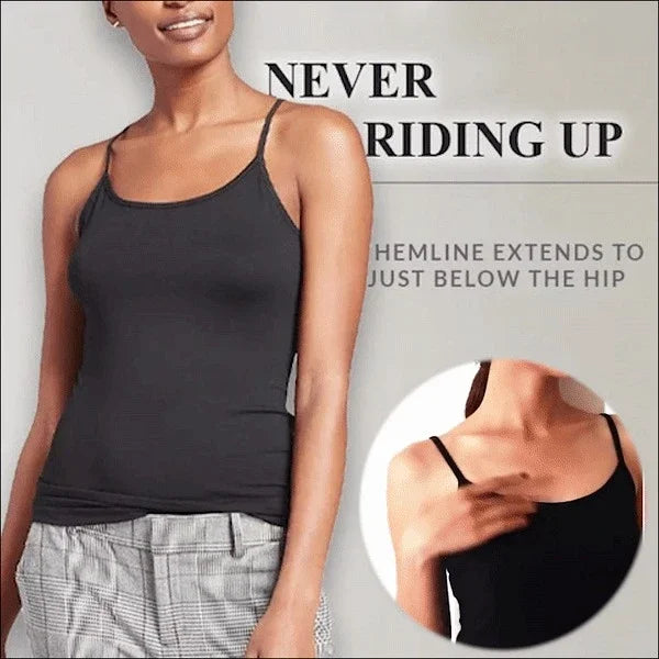 Camisola sexy con sujetador acolchado sólido y tirantes finos para mujer, camiseta sin mangas con sujetador incorporado, 2024