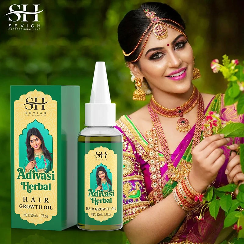 Óleo de Crescimento Do Cabelo Orgânico Ayurvedic, Anti Perda De Cabelo, Recrescimento Rápido, Engrossar Produtos De Cabelo, Adivasi, Índia