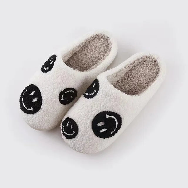 Pantuflas de felpa cálidas de invierno con diseño de ojos malvados pequeños azules retro de AD Ins, zapatos cómodos de moda 